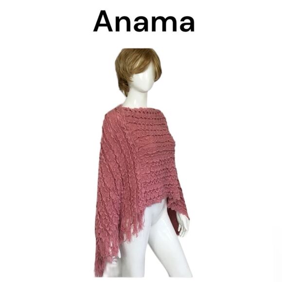 Anthropologie Anama Boat Neck Drapey Knitted Poncho Sweater Pullover Pink OS - Picture 1 of 8